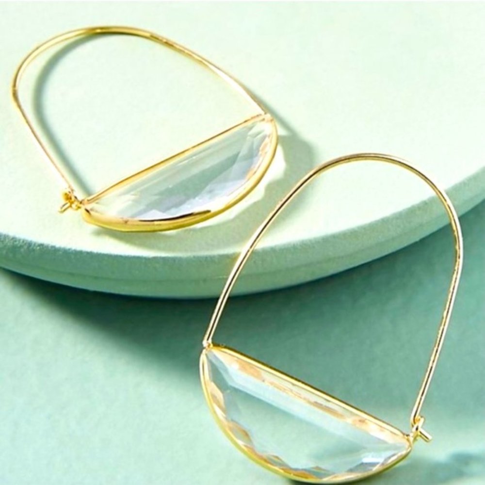 New❤️ Anthro Faceted Crescent Earrings - Picture 6 of 8